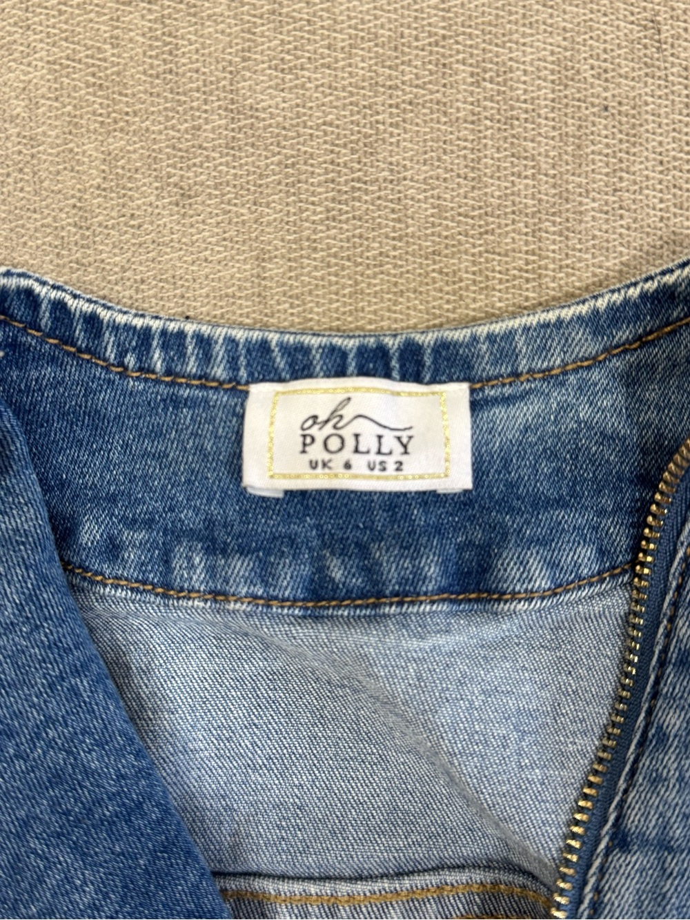 Oh Polly Denim Zip-Up Crop Top with Belt - Picture 4 of 4
